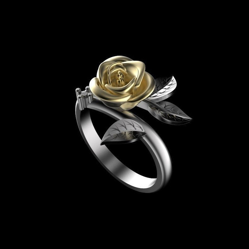 Bague de fiançailles tendance avec fleur – Image 2