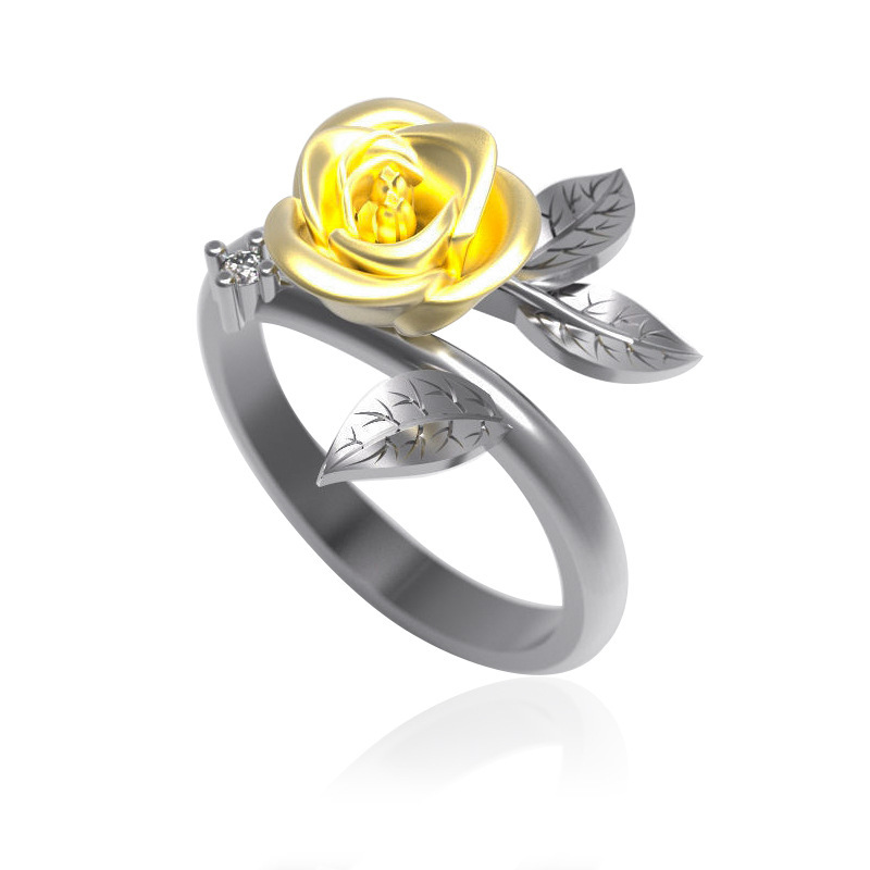 Bague de fiançailles tendance avec fleur – Image 3