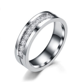 Bague de couple en acier titane et zircon pour homme et Femme, Car line