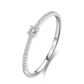 Bague index micro-incrustée en argent sterling S925, bijoux de haute qualité