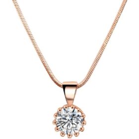 Collier avec pendentif en zircon plaqué or rose et or blanc