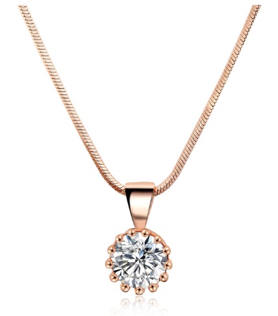 Collier avec pendentif en zircon plaqué or rose et or blanc