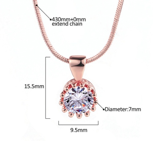 Collier avec pendentif en zircon plaqué or rose et or blanc – Image 4