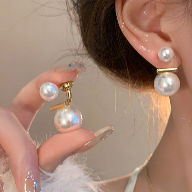 Boucles d'oreilles en argent avec perles de luxe pour femmes