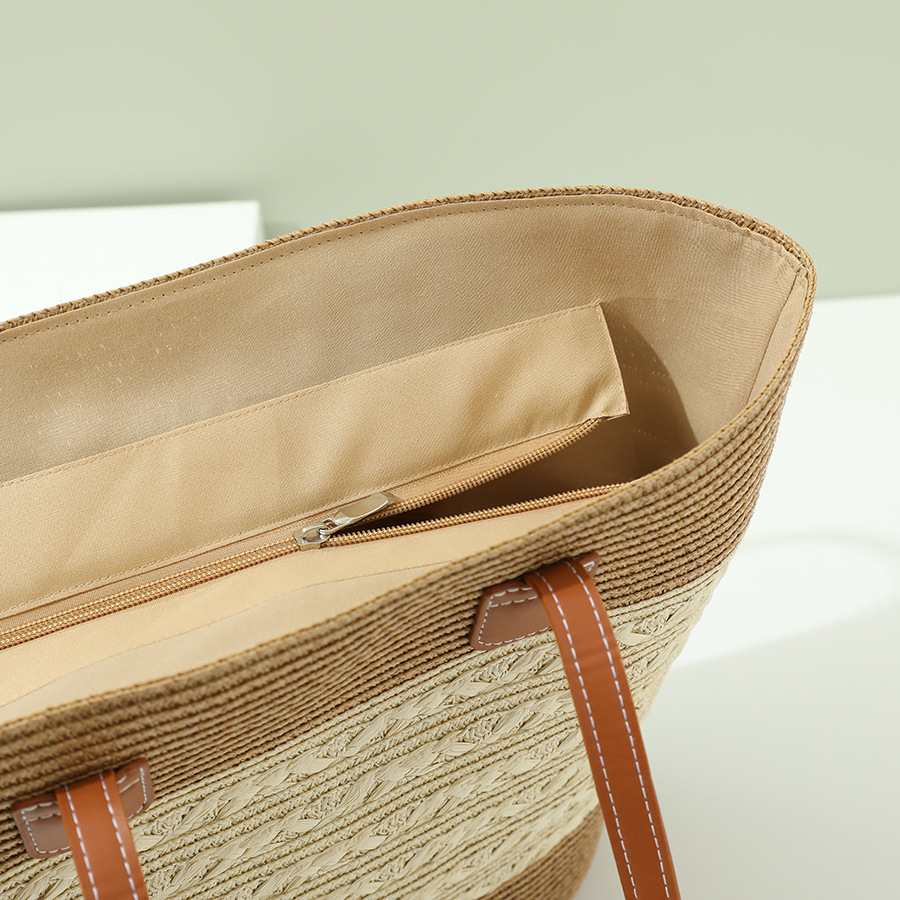 Grand Sac Fourre-Tout en Raphia Tressé, Style Estival Coréen – Image 5