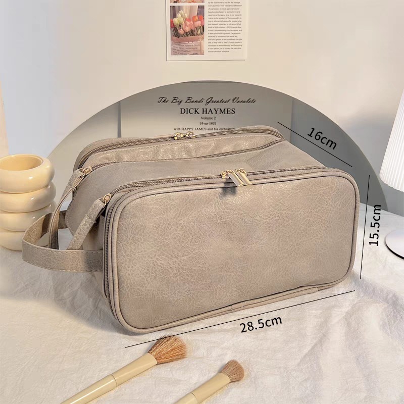 Trousse de toilette de voyage grande capacité à double fermeture éclair – Image 9