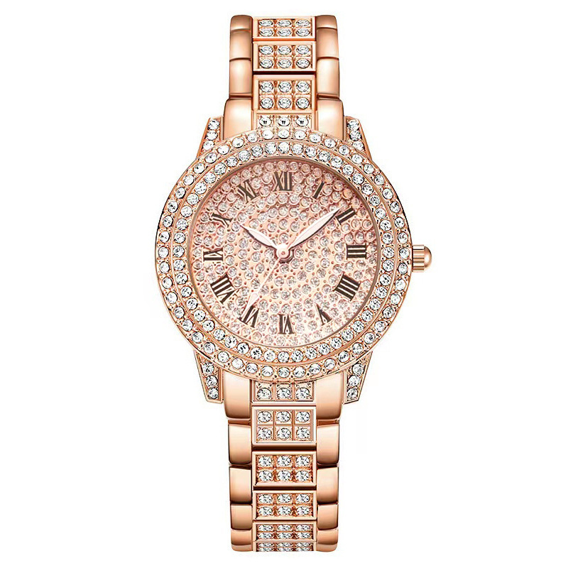 Montre à quartz romaine tendance en diamant pour femme, ensemble de cinq pièces – Image 2