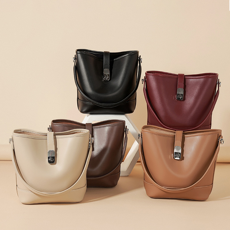 Sac seau en cuir véritable de haute qualité pour femme