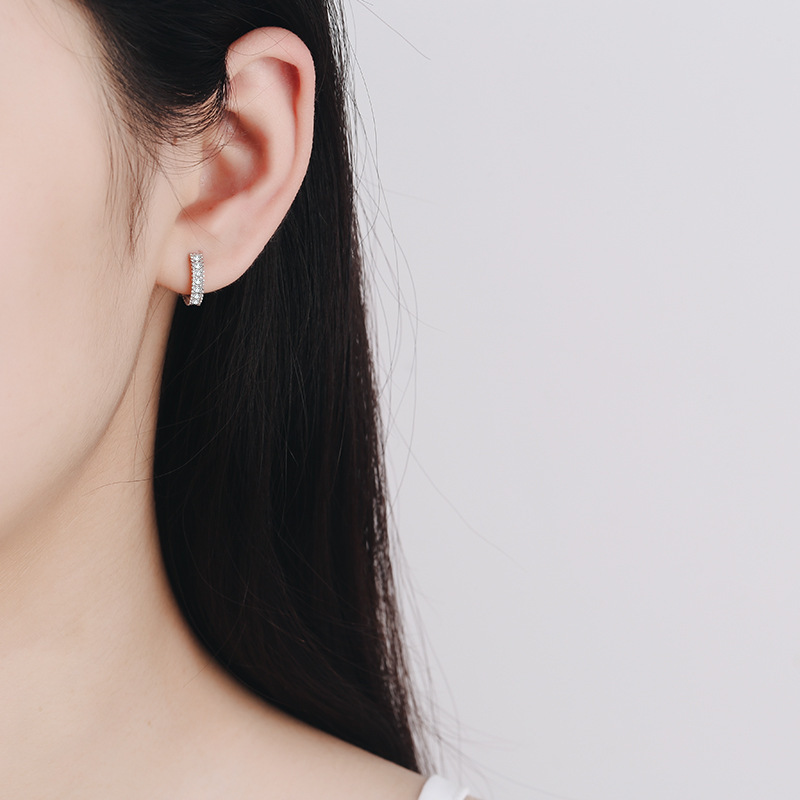 Boucles d'oreilles en argent S925 pour femme, incrustées de moissanite couleur D – Image 5