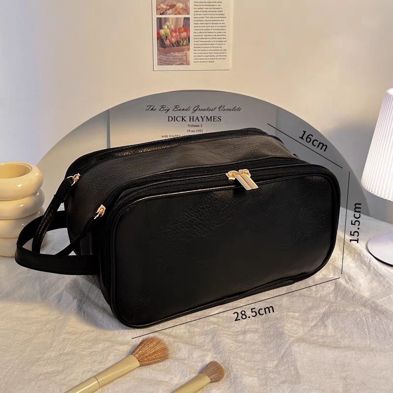 Trousse de toilette de voyage grande capacité à double fermeture éclair – Image 2