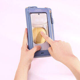 Sac à bandoulière transparent pour téléphone portable, écran tactile, antivol, et portefeuille